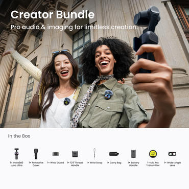 Insta360 Luna Ultra dual-lens 8K gimbal camera with superb low-light performance and a detachable touchscreen.