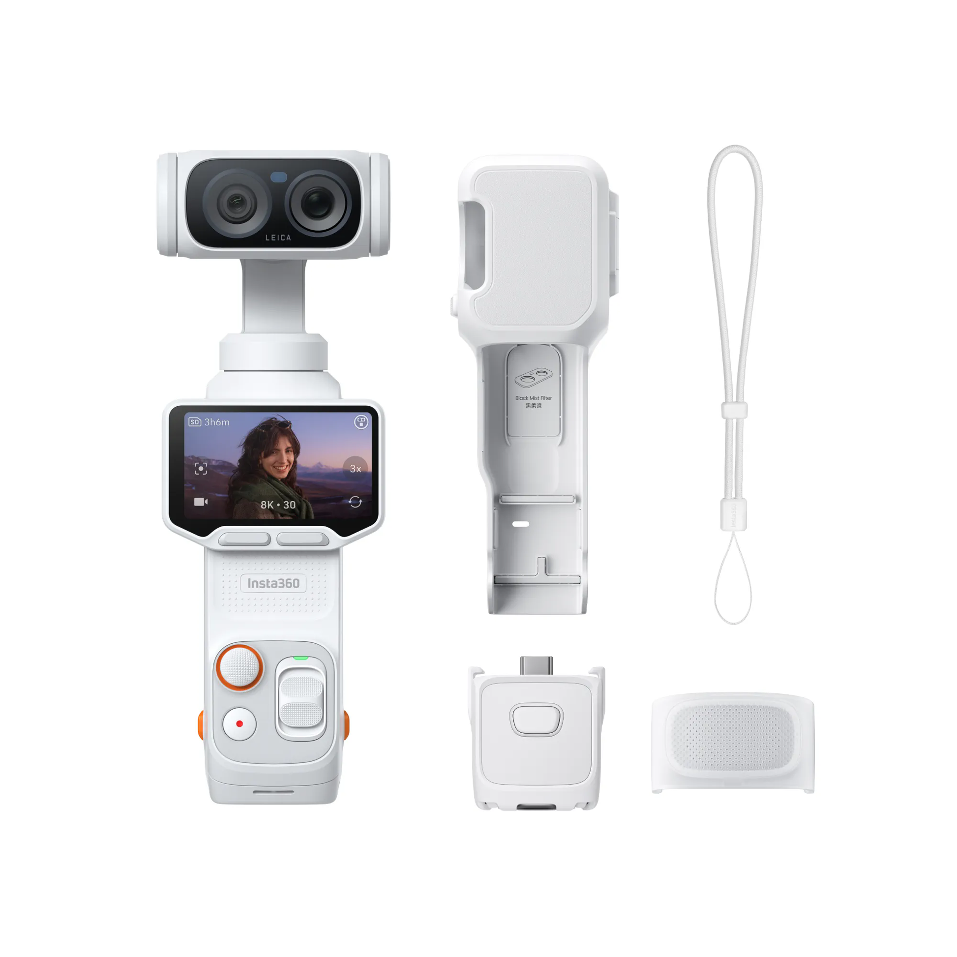 Insta360 Luna Ultra dual-lens 8K gimbal camera with superb low-light performance and a detachable touchscreen.