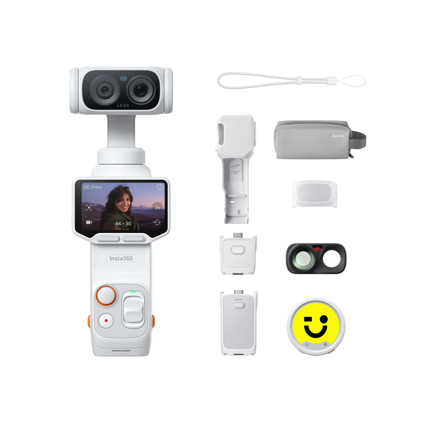 Insta360 Luna Ultra dual-lens 8K gimbal camera with superb low-light performance and a detachable touchscreen.