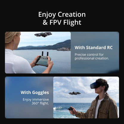DJI Avata 360 drone Imagens de Referência de 1 Polegada Vídeo HDR 8K/60fps Transmissão de Vídeo Full HD O4+ Modos Duplos Flexíveis de 360° e Lente Única
