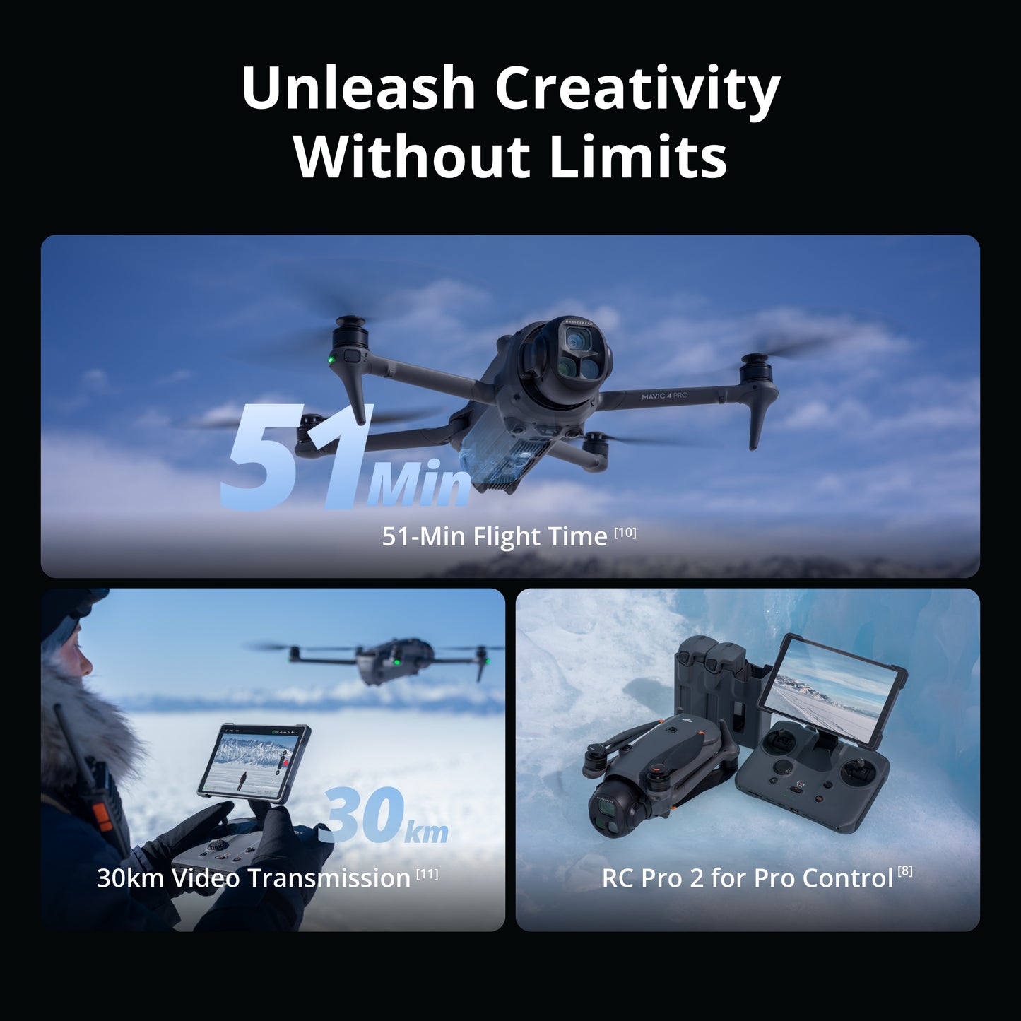 DJI Mavic 4 Pro drone 51-Min Flight Time 100MP 4/3 CMOS Hasselblad Camera With 6K/60fps HDR Video