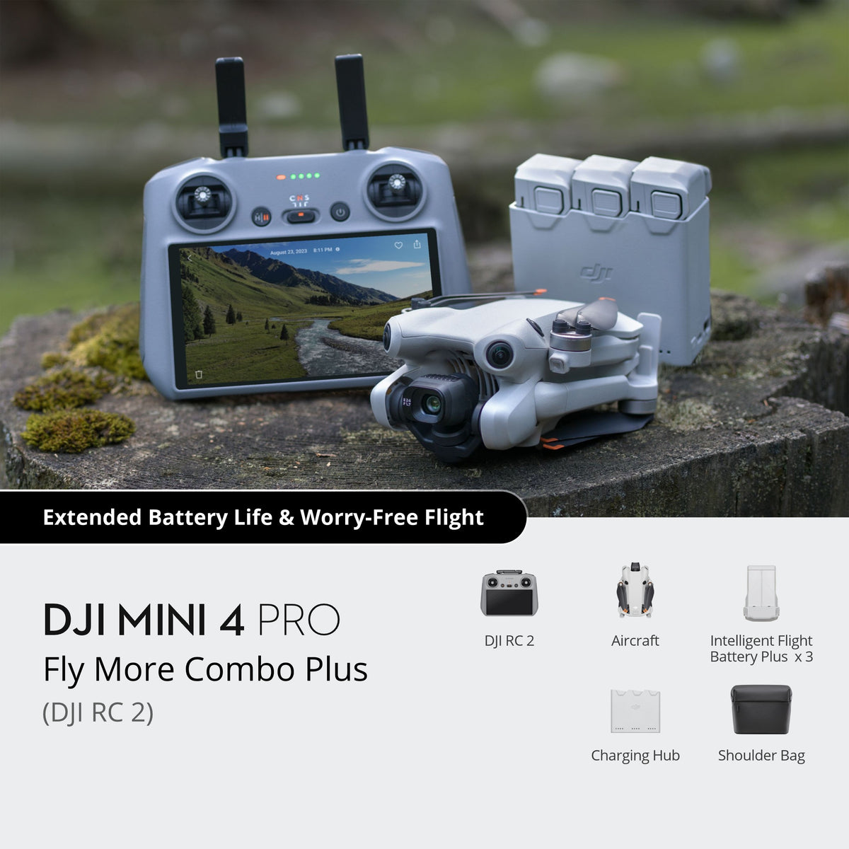 DJI Mini 4 Pro Fly More Combo Plus (DJI RC 2) Under 249g 4K/60fps HDR True Vertical Shooting 20km FHD Video Transmission ship from US warehouse