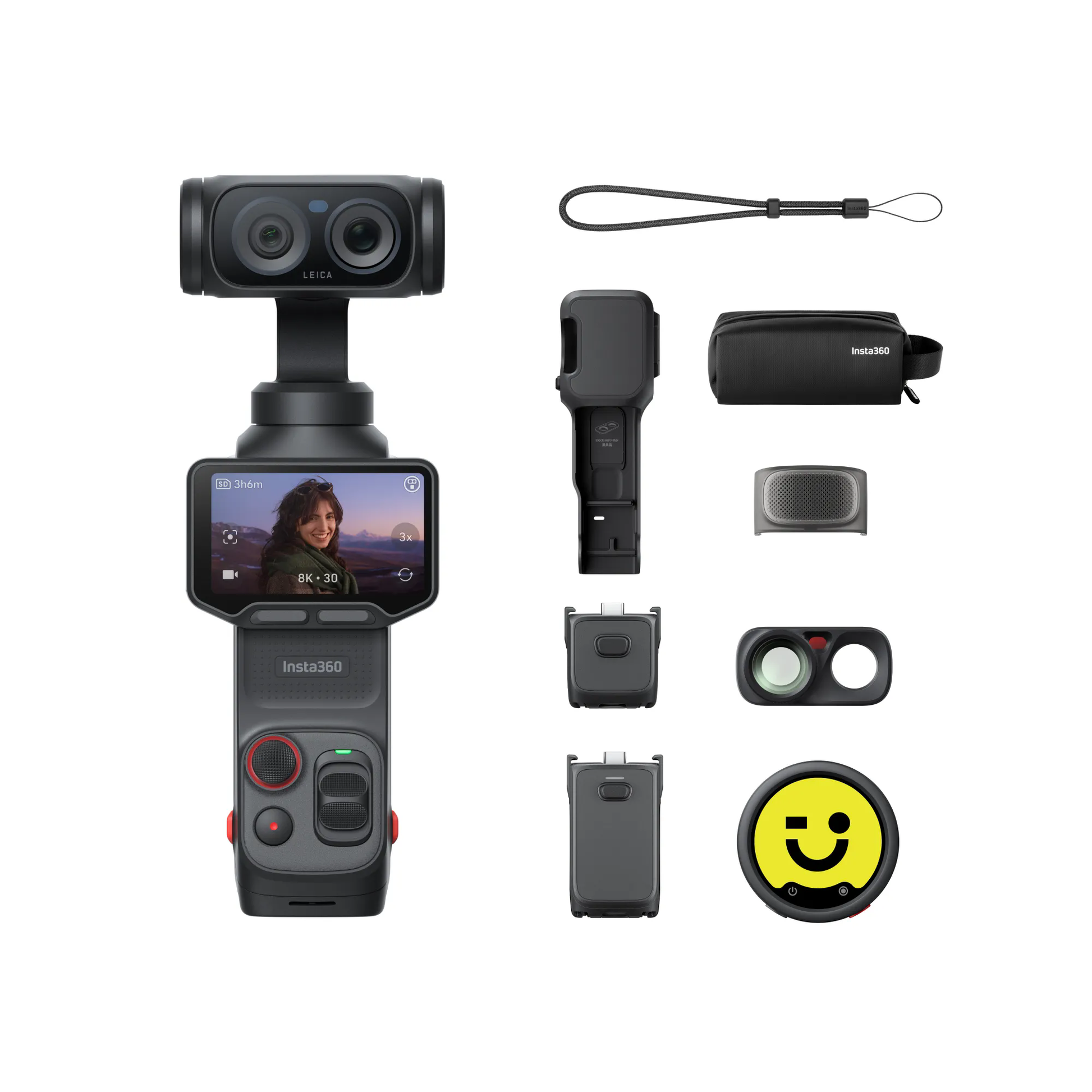 Insta360 Luna Ultra dual-lens 8K gimbal camera with superb low-light performance and a detachable touchscreen.